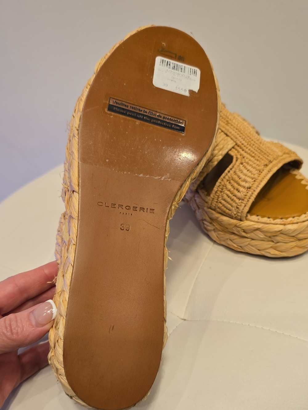 Clergerie Aralia Woven Platform Slides Sandals Shoes BRAIDED Rattan NEW 9 39 - Picture 7 of 9